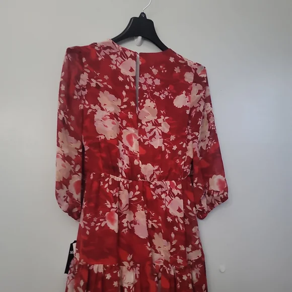 Maison Tara Floral Chiffon 3/4 Sleeve Maxi Dress - Picture 5 of 10